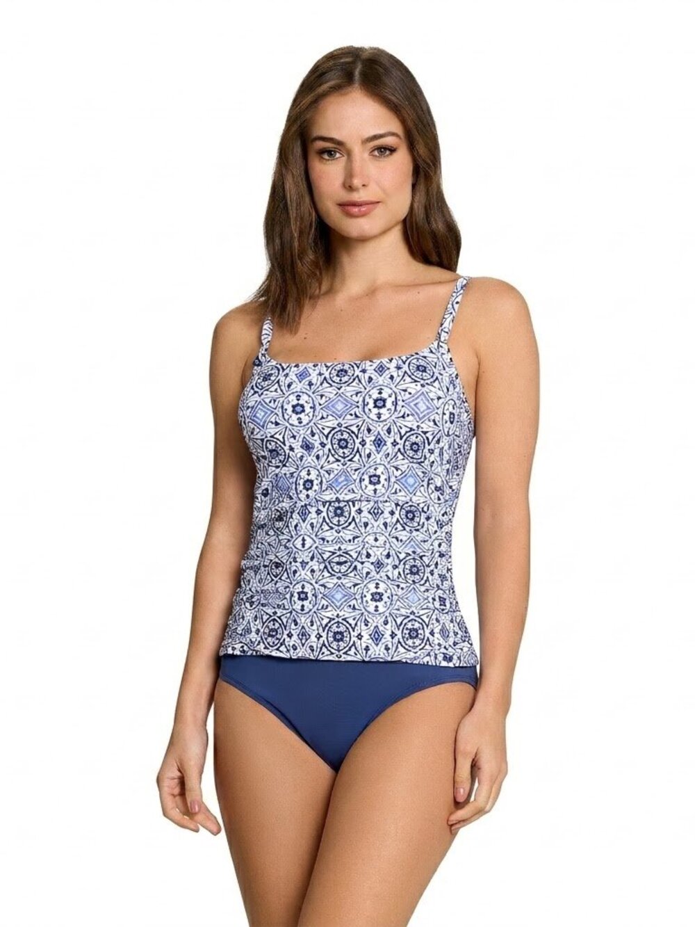 Jantzen Eden Cami Tankini Top – Patheon Blue Moroccan Tiles 4